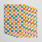 Pop Dots and Checks Colorful Retro Modern 80s 90s Checked Pattern Wrapping Paper Gallery Image 3