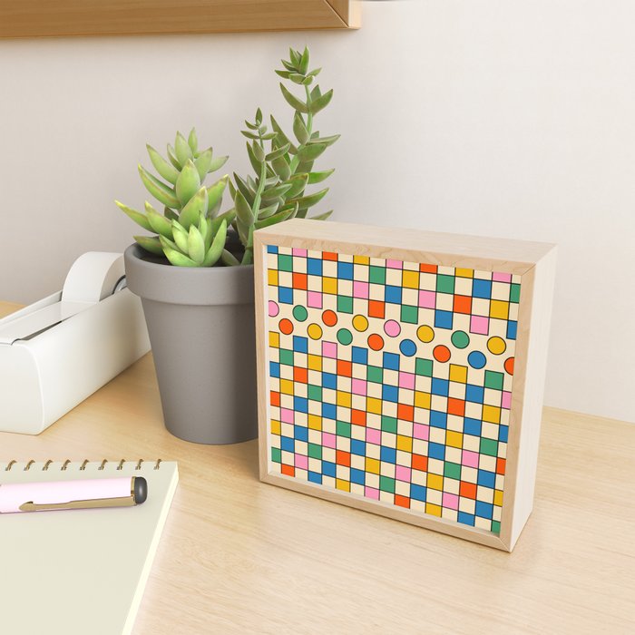 Pop Dots and Checks Colorful Retro Modern 80s 90s Checked Pattern Mini Art Print Gallery Image 2