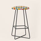 Pop Dots and Checks Colorful Retro Modern 80s 90s Checked Pattern Stool Gallery Image 1