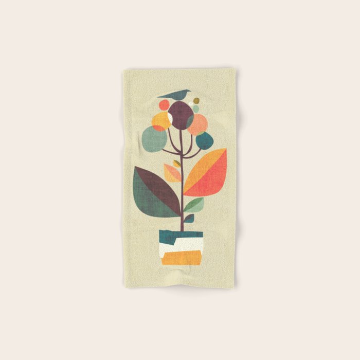 Potted plant with a bird Bath Towel Gallery Image 1