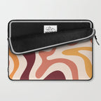 Retro Liquid Swirl Abstract Pattern Square in Terracotta Earth Tones on Cream Laptop Sleeve Gallery Image 2