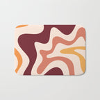 Retro Liquid Swirl Abstract Pattern Square in Terracotta Earth Tones on Cream Bath Mat Gallery Image 1