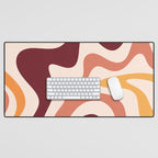Retro Liquid Swirl Abstract Pattern Square in Terracotta Earth Tones on Cream Desk Mat Gallery Image 1