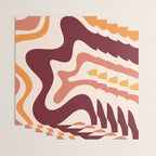 Retro Liquid Swirl Abstract Pattern Square in Terracotta Earth Tones on Cream Wrapping Paper Gallery Image 3