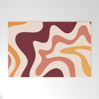 Retro Liquid Swirl Abstract Pattern Square in Terracotta Earth Tones on Cream Welcome Mat Gallery Image 1