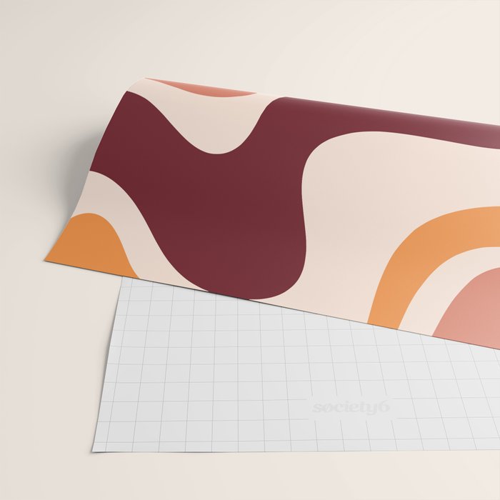 Retro Liquid Swirl Abstract Pattern Square in Terracotta Earth Tones on Cream Wrapping Paper Gallery Image 2