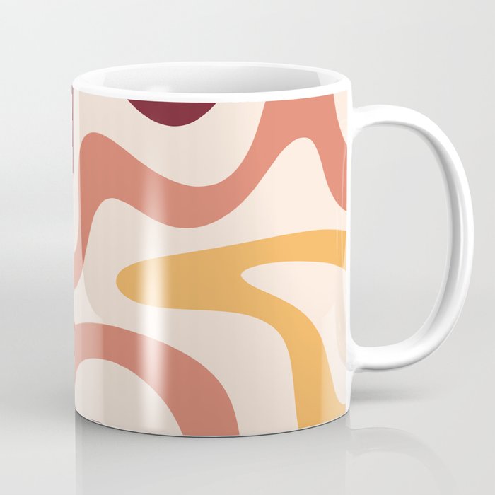 Retro Liquid Swirl Abstract Pattern Square in Terracotta Earth Tones on Cream Coffee Mug Gallery Image 1