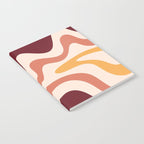 Retro Liquid Swirl Abstract Pattern Square in Terracotta Earth Tones on Cream Notebook Gallery Image 2