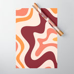 Retro Liquid Swirl Abstract Pattern Square in Terracotta Earth Tones on Cream Wrapping Paper Gallery Image 1