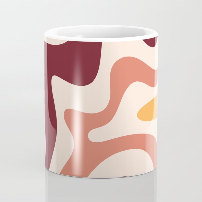 Retro Liquid Swirl Abstract Pattern Square in Terracotta Earth Tones on Cream Coffee Mug Gallery Image 4