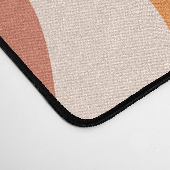 Retro Liquid Swirl Abstract Pattern Square in Terracotta Earth Tones on Cream Desk Mat Gallery Image 4