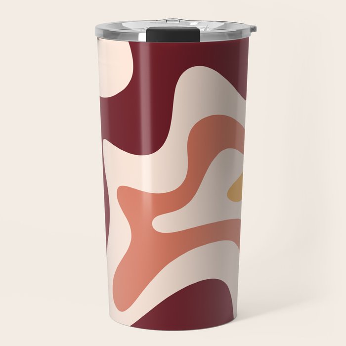 Retro Liquid Swirl Abstract Pattern Square in Terracotta Earth Tones on Cream Travel Mug Gallery Image 1