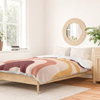 Retro Liquid Swirl Abstract Pattern Square in Terracotta Earth Tones on Cream Duvet Cover Gallery Image 2