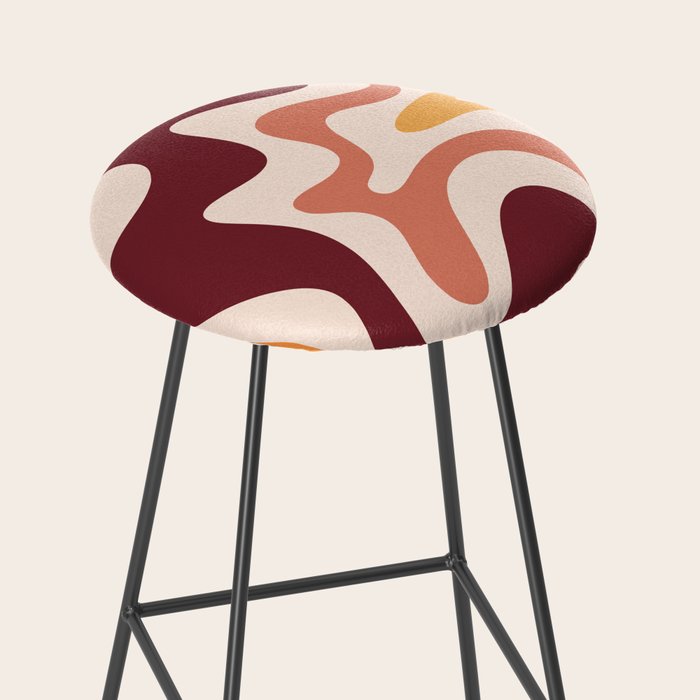 Retro Liquid Swirl Abstract Pattern Square in Terracotta Earth Tones on Cream Stool Gallery Image 2