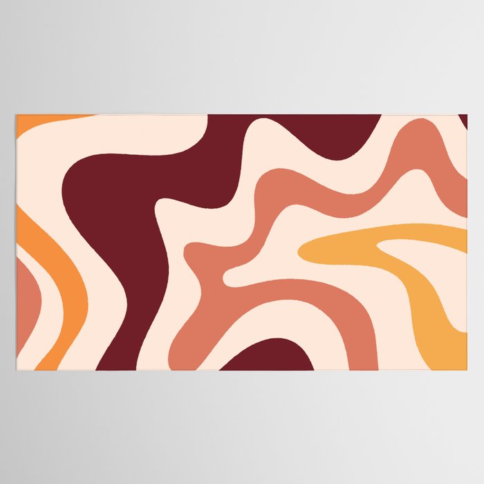 Retro Liquid Swirl Abstract Pattern Square in Terracotta Earth Tones on Cream Tablecloth Gallery Image 2