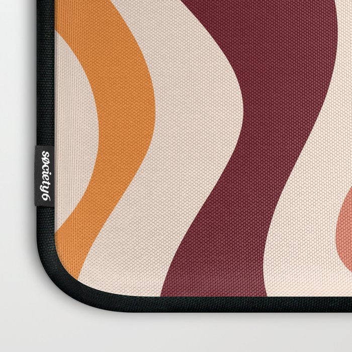 Retro Liquid Swirl Abstract Pattern Square in Terracotta Earth Tones on Cream Laptop Sleeve Gallery Image 3
