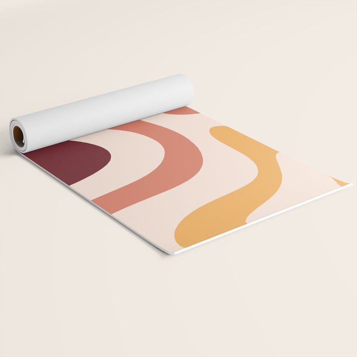 Retro Liquid Swirl Abstract Pattern Square in Terracotta Earth Tones on Cream Yoga Mat Gallery Image 2