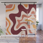 Retro Liquid Swirl Abstract Pattern Square in Terracotta Earth Tones on Cream Wall Mural Gallery Image 1