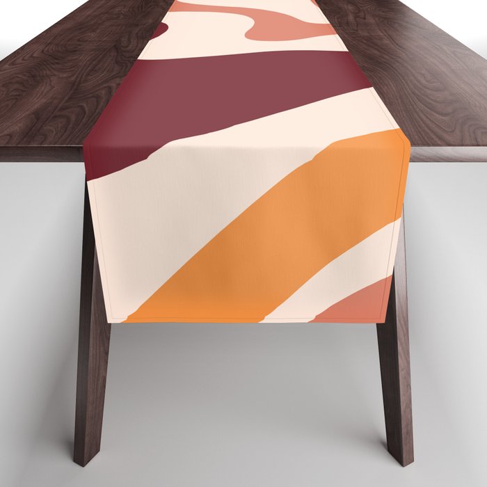 Retro Liquid Swirl Abstract Pattern Square in Terracotta Earth Tones on Cream Table Runner Gallery Image 1