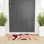 Retro Liquid Swirl Abstract Pattern Square in Terracotta Earth Tones on Cream Welcome Mat Gallery Image 3