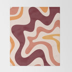 Retro Liquid Swirl Abstract Pattern Square in Terracotta Earth Tones on Cream Throw Blanket Gallery Image 2