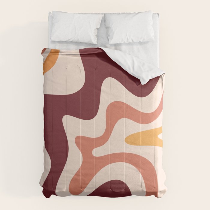 Retro Liquid Swirl Abstract Pattern Square in Terracotta Earth Tones on Cream Comforter Gallery Image 6