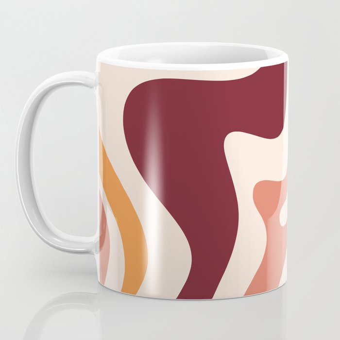 Retro Liquid Swirl Abstract Pattern Square in Terracotta Earth Tones on Cream Coffee Mug Gallery Image 3