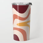 Retro Liquid Swirl Abstract Pattern Square in Terracotta Earth Tones on Cream Travel Mug Gallery Image 2