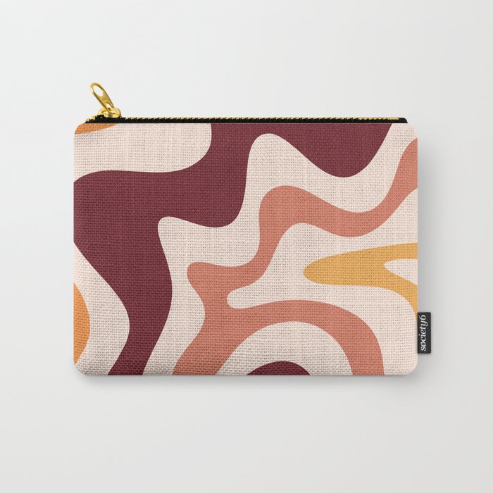 Retro Liquid Swirl Abstract Pattern Square in Terracotta Earth Tones on Cream Carry All Pouch Gallery Image 1