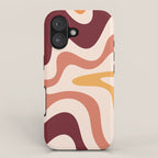 Retro Liquid Swirl Abstract Pattern Square in Terracotta Earth Tones on Cream iPhone Case Gallery Image 1