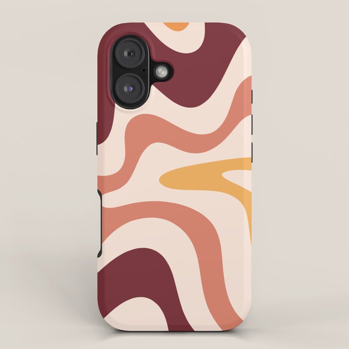 Retro Liquid Swirl Abstract Pattern Square in Terracotta Earth Tones on Cream iPhone Case Gallery Image 1