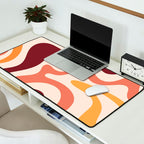 Retro Liquid Swirl Abstract Pattern Square in Terracotta Earth Tones on Cream Desk Mat Gallery Image 2