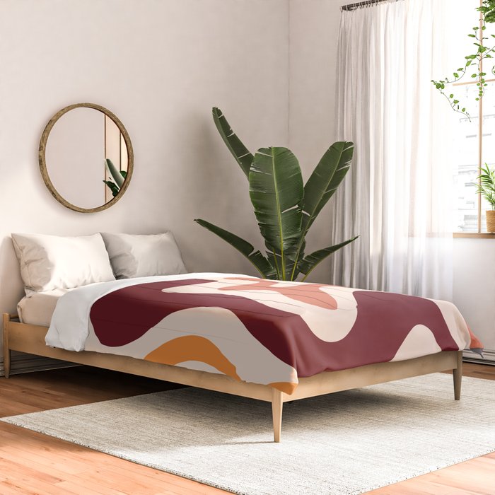 Retro Liquid Swirl Abstract Pattern Square in Terracotta Earth Tones on Cream Comforter Gallery Image 2