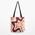 Retro Liquid Swirl Abstract Pattern Square in Terracotta Earth Tones on Cream Tote Bag Gallery Image 2