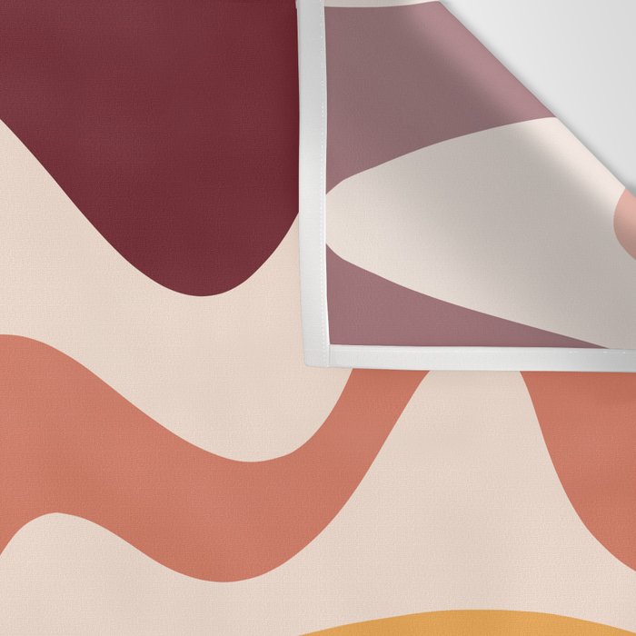 Retro Liquid Swirl Abstract Pattern Square in Terracotta Earth Tones on Cream Wall Tapestry Gallery Image 3