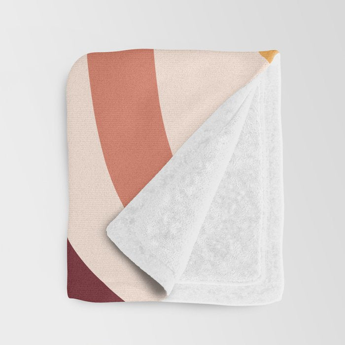 Retro Liquid Swirl Abstract Pattern Square in Terracotta Earth Tones on Cream Throw Blanket Gallery Image 3