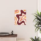 Retro Liquid Swirl Abstract Pattern Square in Terracotta Earth Tones on Cream Poster Gallery Image 2
