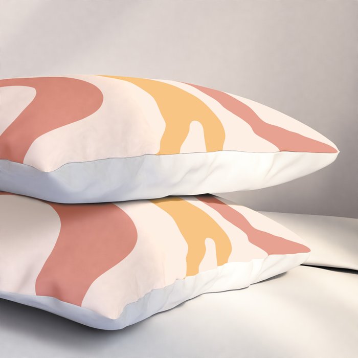 Retro Liquid Swirl Abstract Pattern Square in Terracotta Earth Tones on Cream Pillow Sham Gallery Image 3