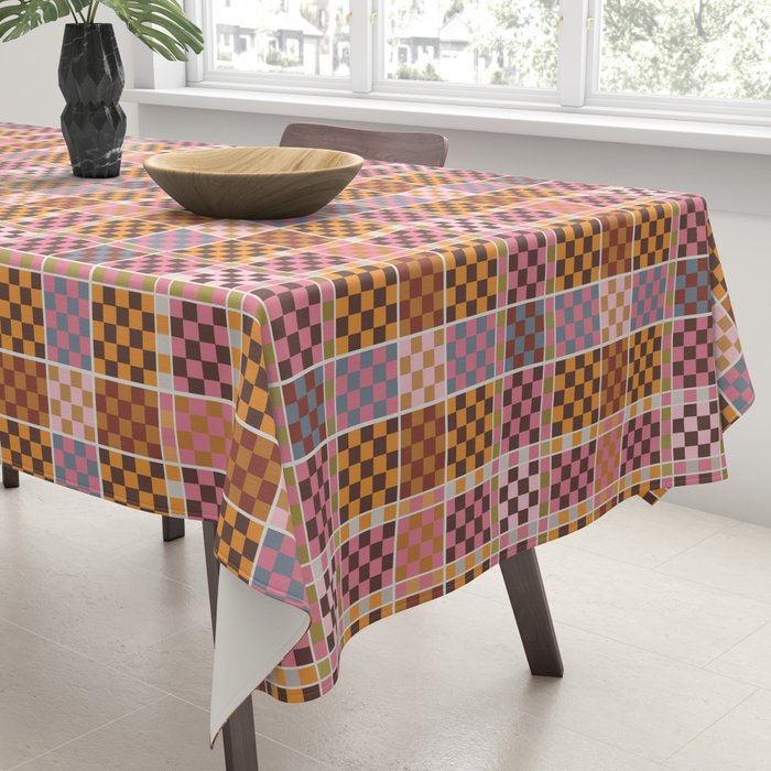Vibrant Checkered Grid Tablecloth Gallery Image 3