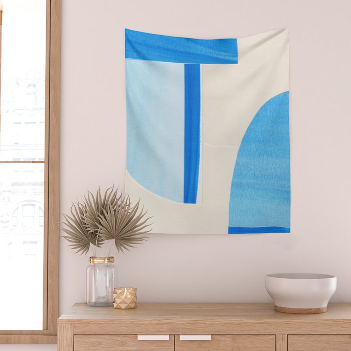 Blue Abstract Collage #1 Wall Tapestry Gallery Image 2