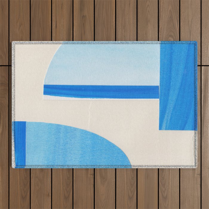 Blue Abstract Collage #1 Outdoor Rug Gallery Image 1