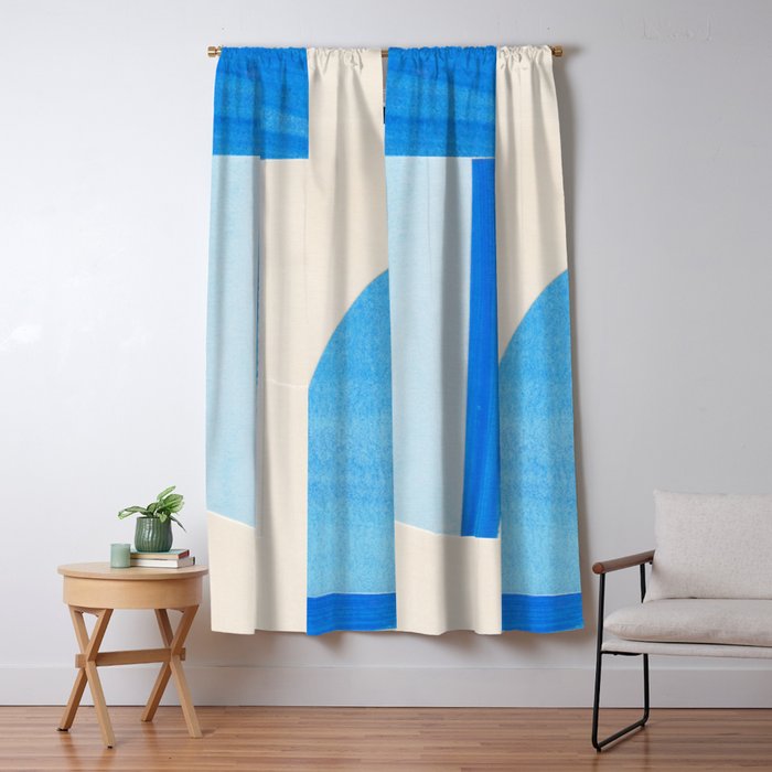Blue Abstract Collage #1 Window Curtain Gallery Image 5