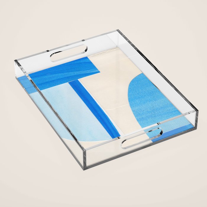Blue Abstract Collage #1 Acrylic Tray Gallery Image 1