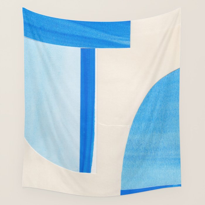Blue Abstract Collage #1 Wall Tapestry Gallery Image 1