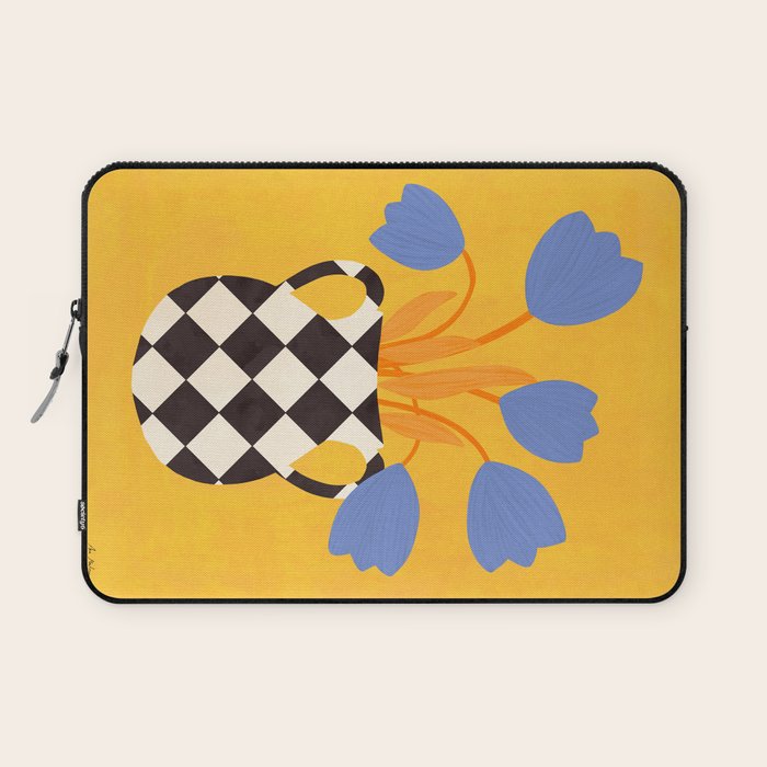 Tulips and vase of squares and diamonds Laptop Sleeve Gallery Image 1