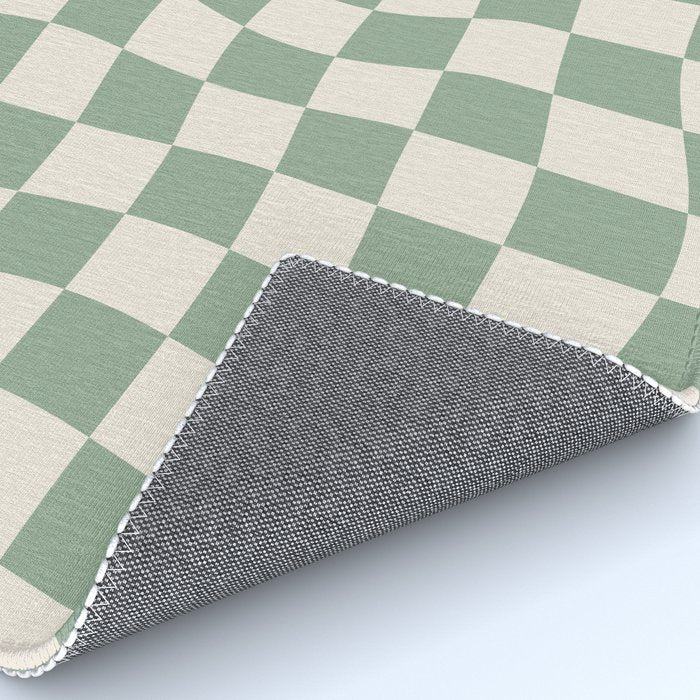 Sage Green Wavy Checkered Pattern Rug Gallery Image 4