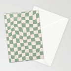 Sage Green Wavy Checkered Pattern Stationery Card Gallery Image 2