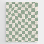 Sage Green Wavy Checkered Pattern Jigsaw Puzzle Gallery Image 1