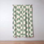 Sage Green Wavy Checkered Pattern Window Curtain Gallery Image 3