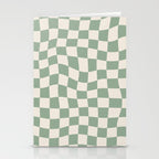 Sage Green Wavy Checkered Pattern Stationery Card Gallery Image 2